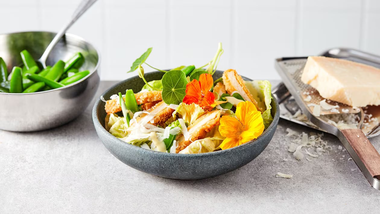 Salade avec le The Vegetarian Butcher Crispy NoChicken Burger